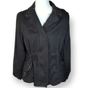 RELATIVITY BLACK STUDDED UTILITY JACKET SZ.S EUC